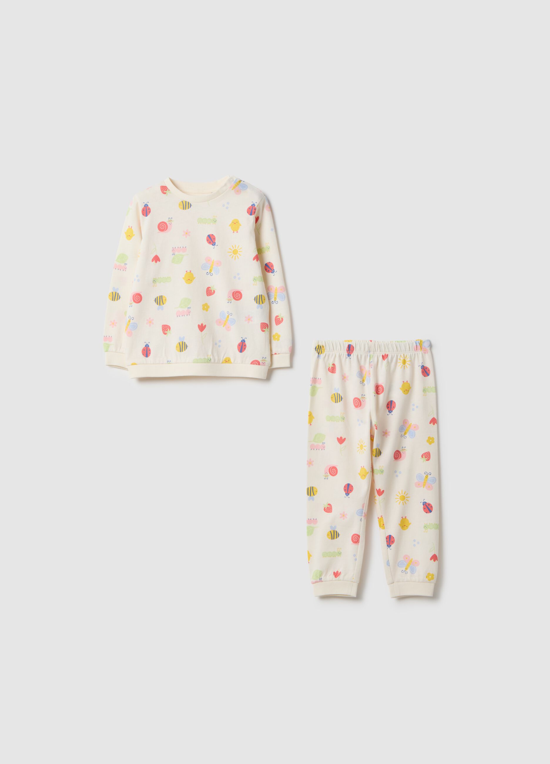 Multicolour baby pyjamas in pure cotton regular fit with prints