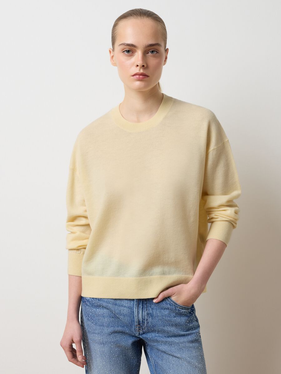 Regular fit pure wool yellow jumper_1