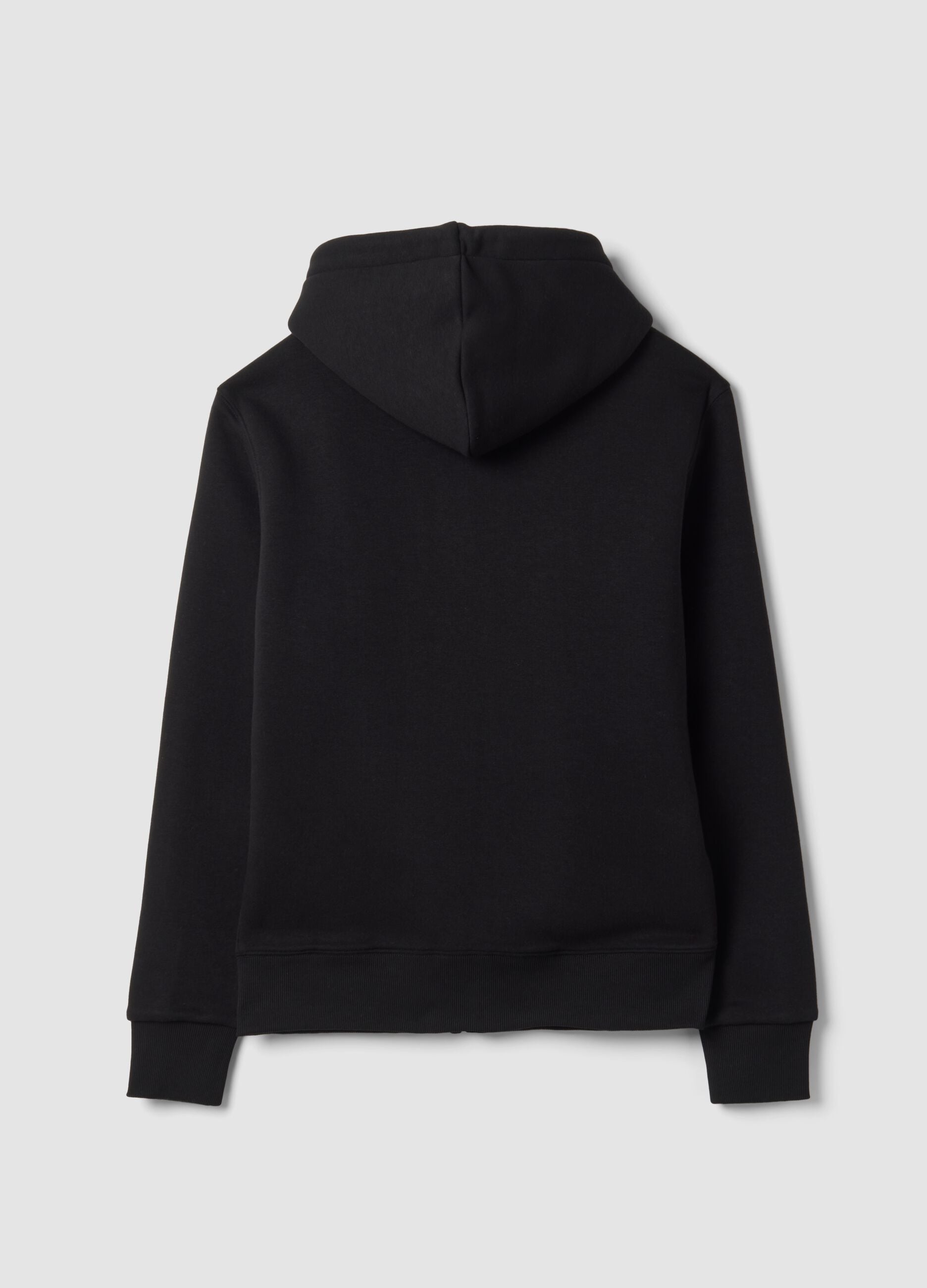 Felpa nera in misto cotone fleece con cappuccio regular fit