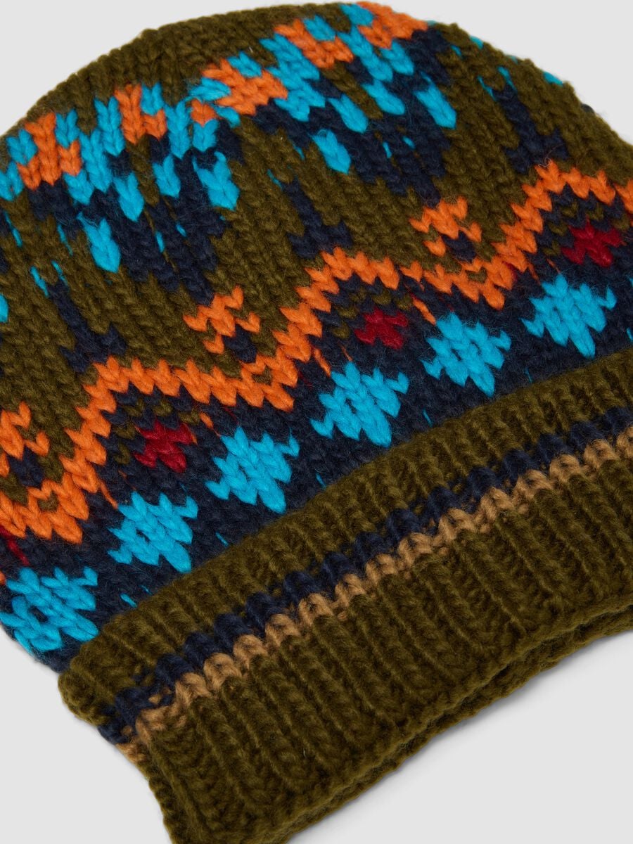 Berretto multicolor con fantasia all over_1