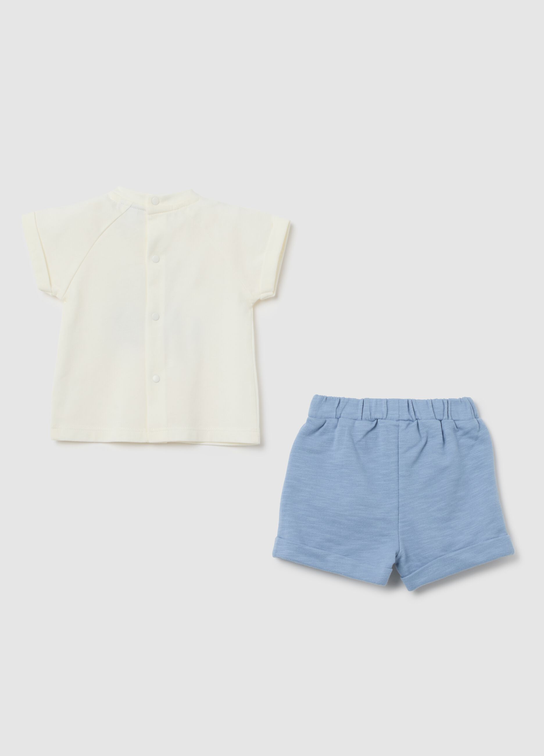 Pure White Cotton Summer Outfit for Babies with Print