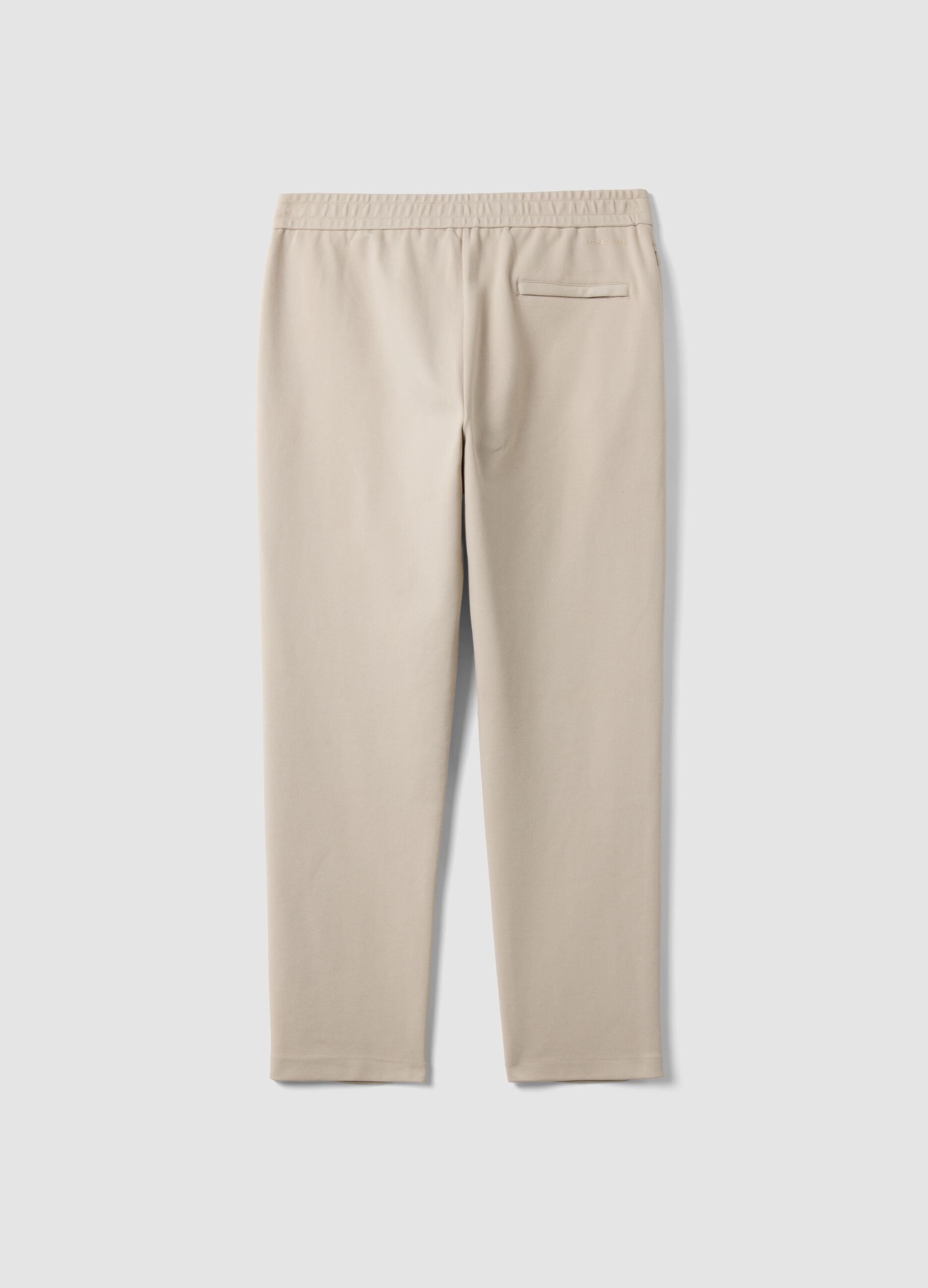 Beige regular-fit stretch cotton trousers