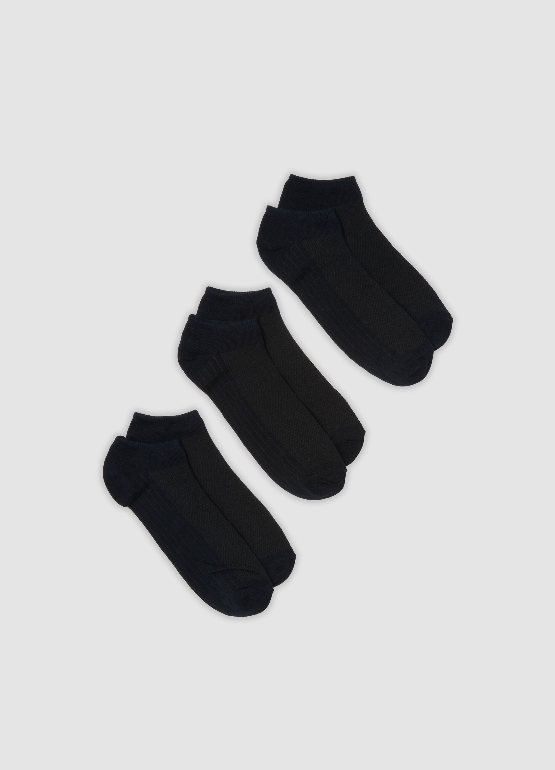 3-pack of blue organic stretch cotton ankle sports socks