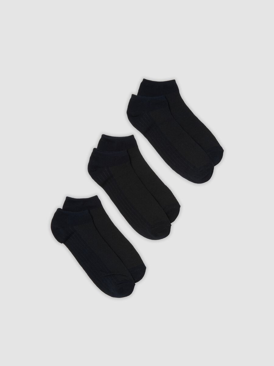 3-pack of blue organic stretch cotton ankle sports socks_0