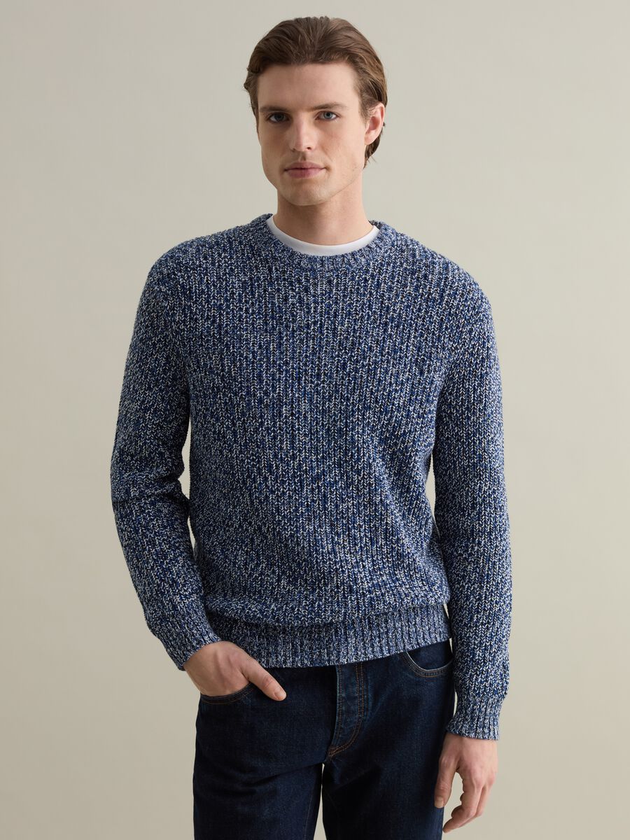 Cotton pullover with two-tone weave_0