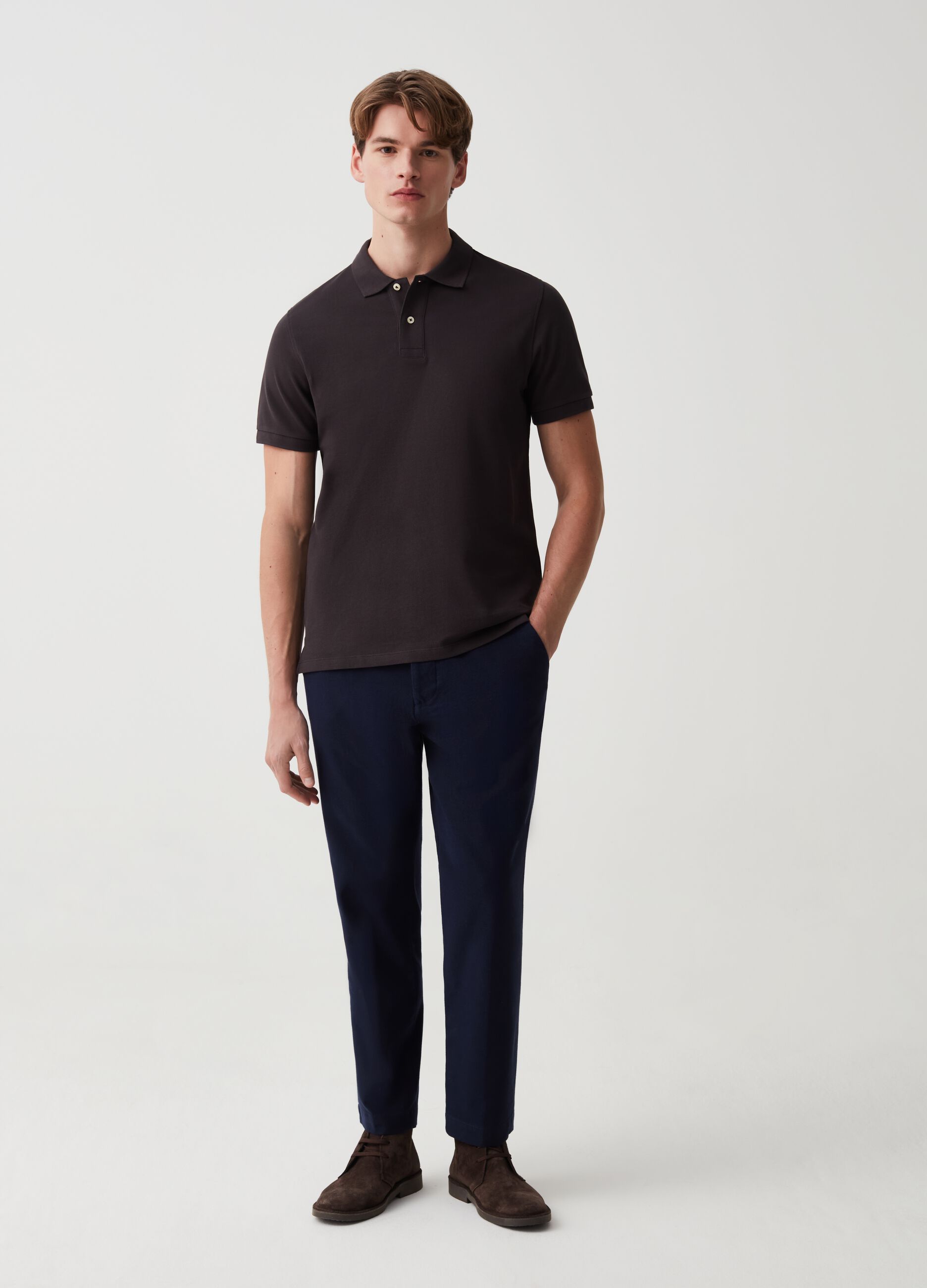 Organic cotton pique polo shirt