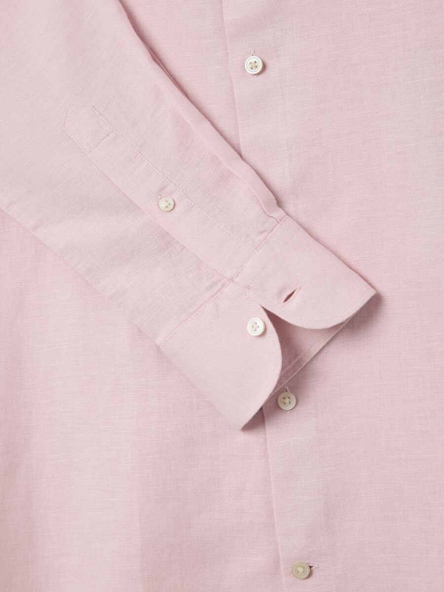 Pink slim-fit shirt in linen and cotton_5