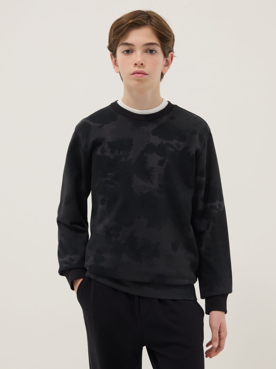 Black pure cotton boys' sweatshirt regular fit TieDye design_0
