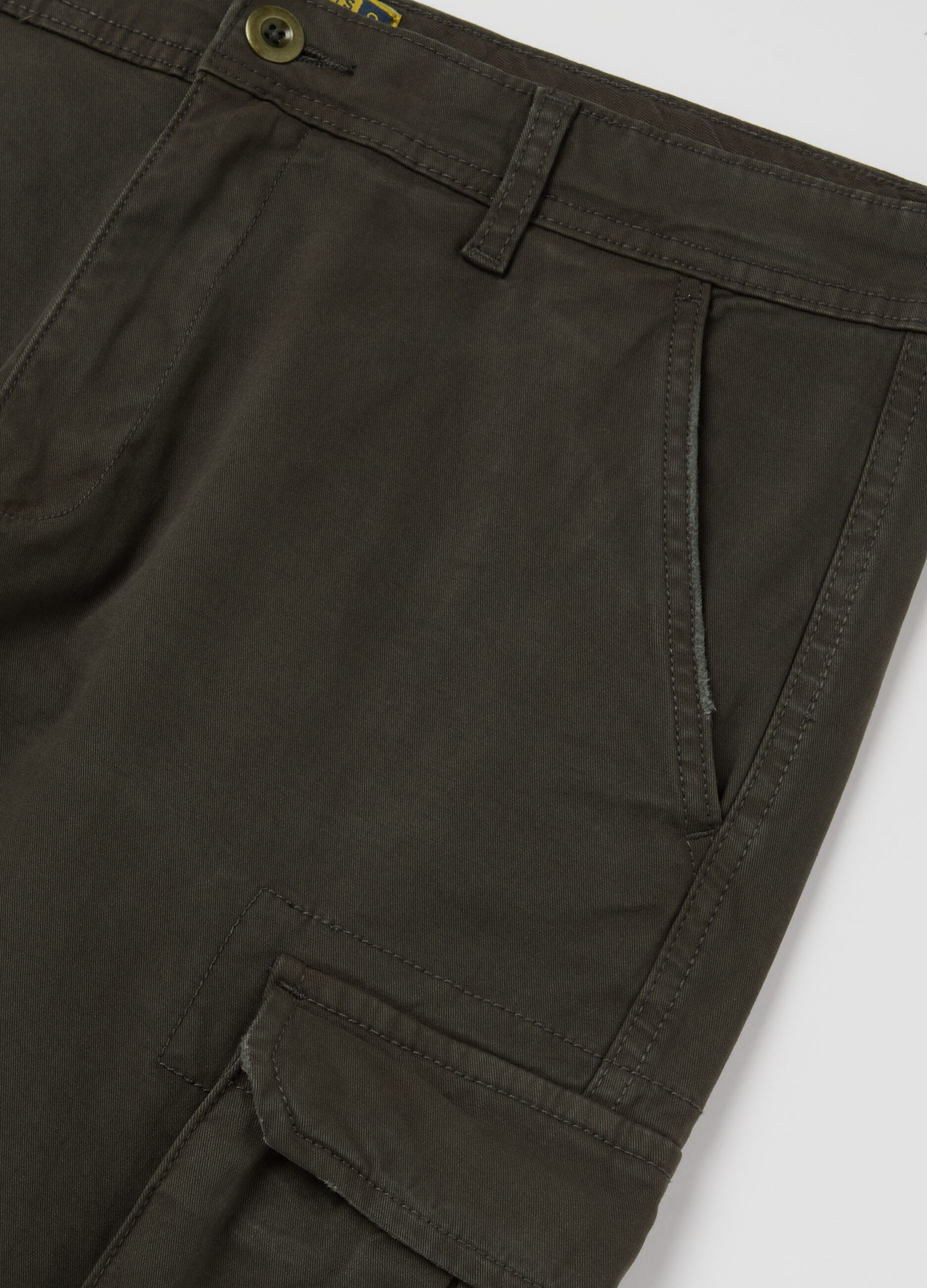 Stretch cotton cargo trousers