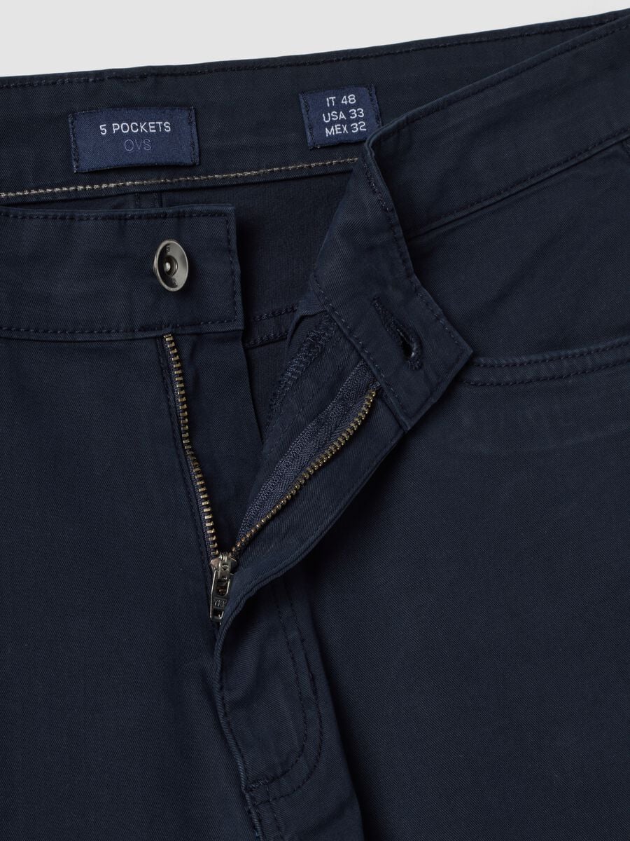 Blue slim-fit five-pocket stretch cotton trousers_2