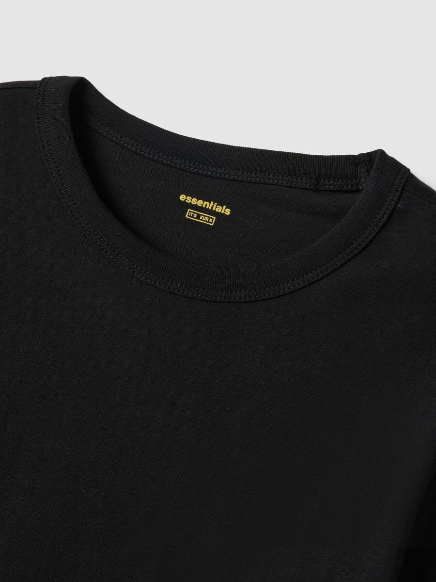 Black long sleeve T-shirt in pure cotton regular fit_5
