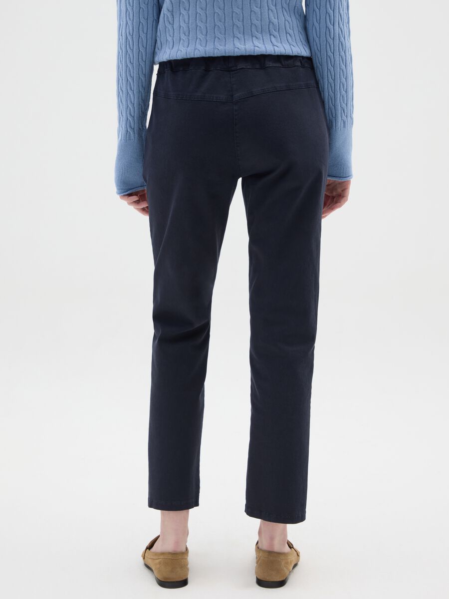 Blue Stretch Cotton Regular Fit Trousers_2