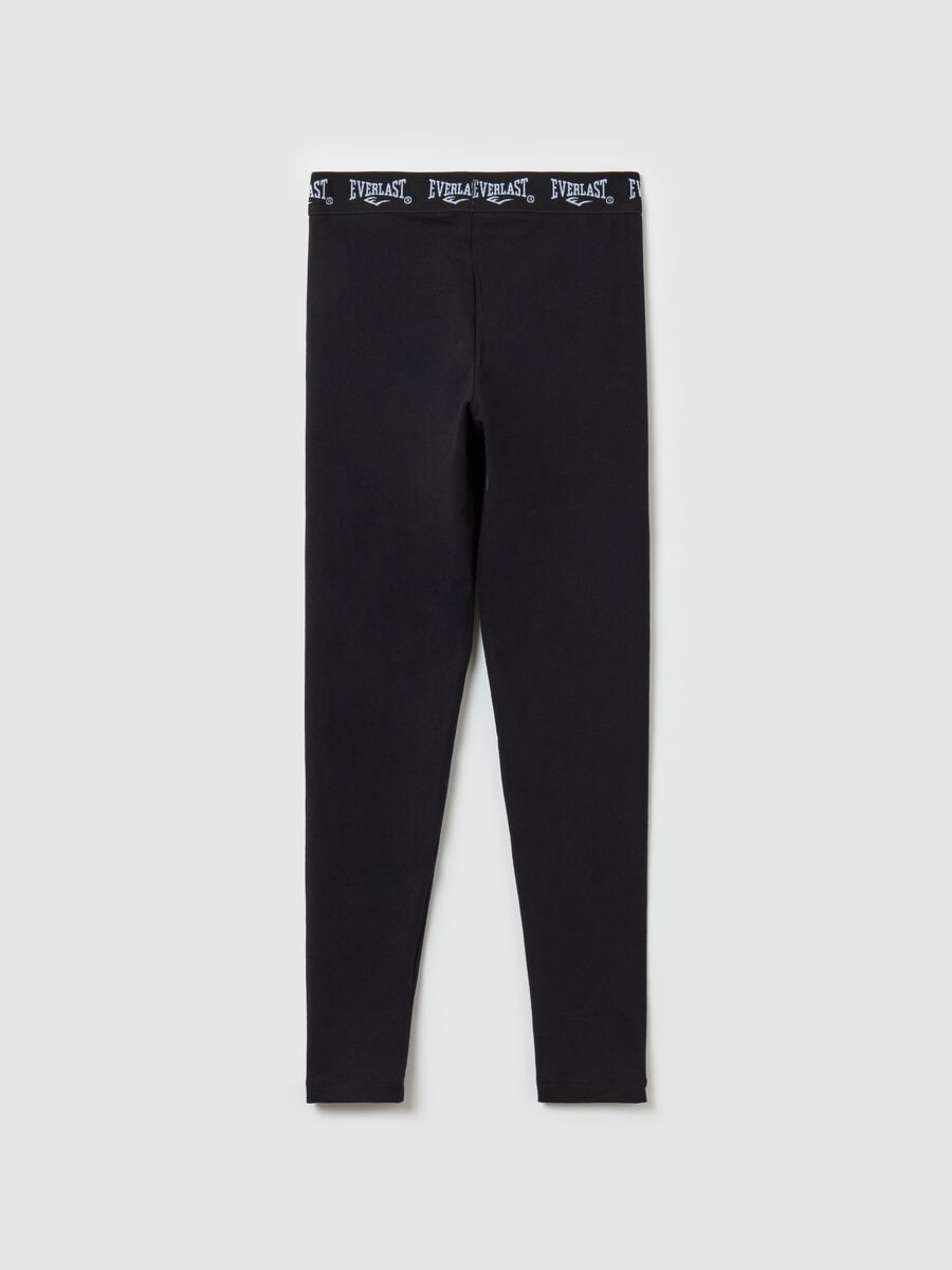 Stretch cotton leggings with logo print_4