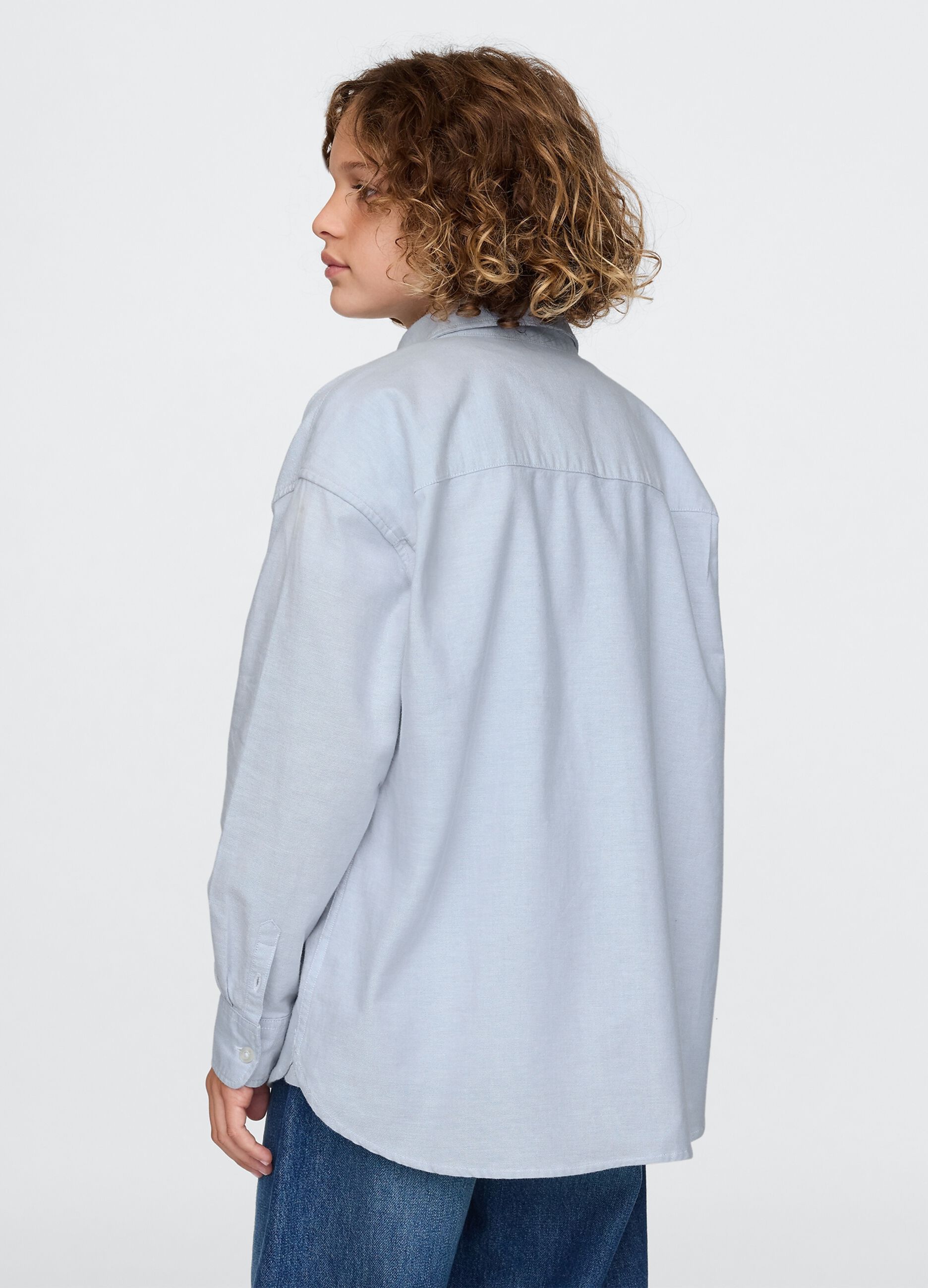 Camicia azzurra elasticizzata in cotone