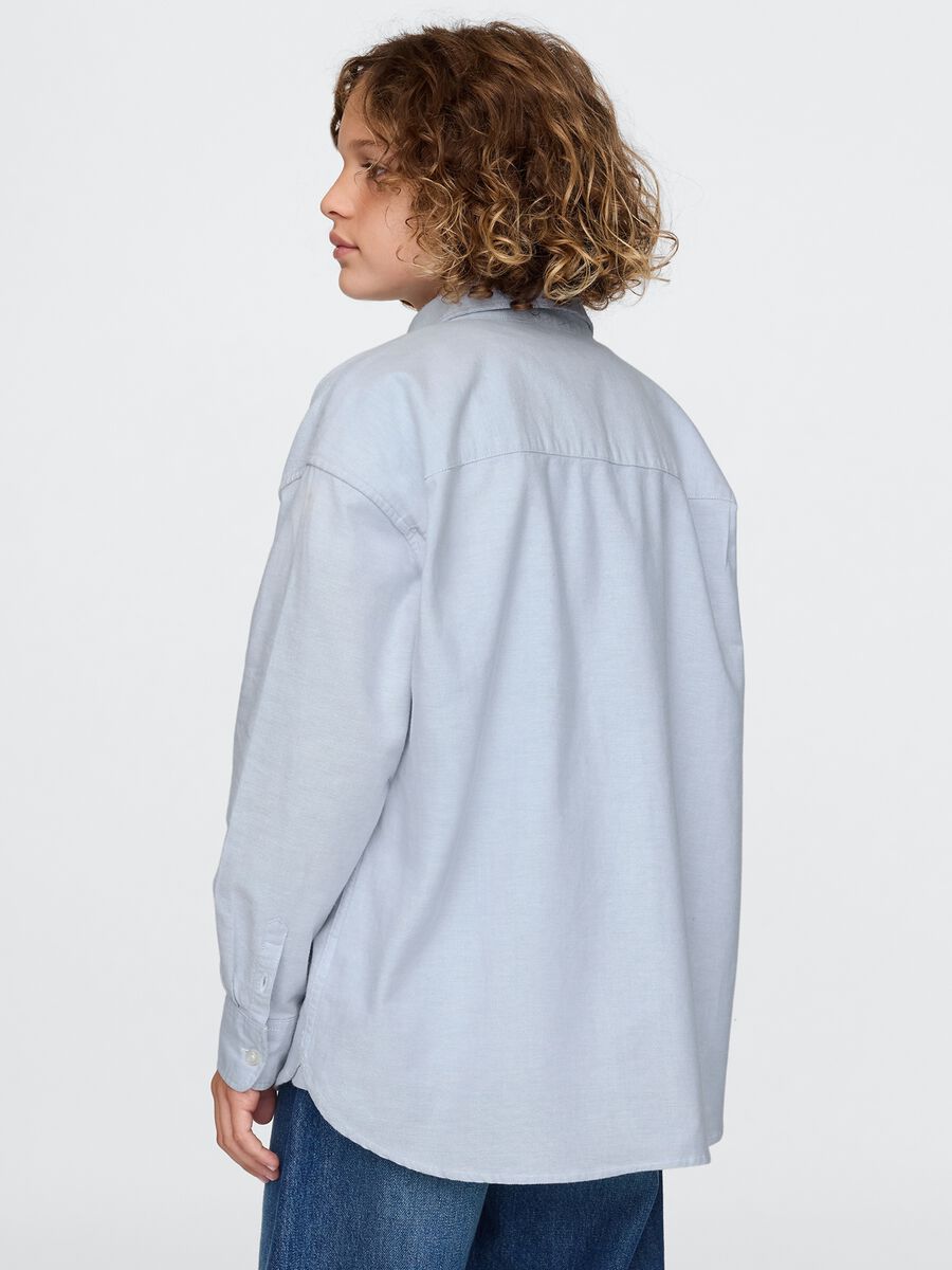 Camicia azzurra elasticizzata in cotone_2