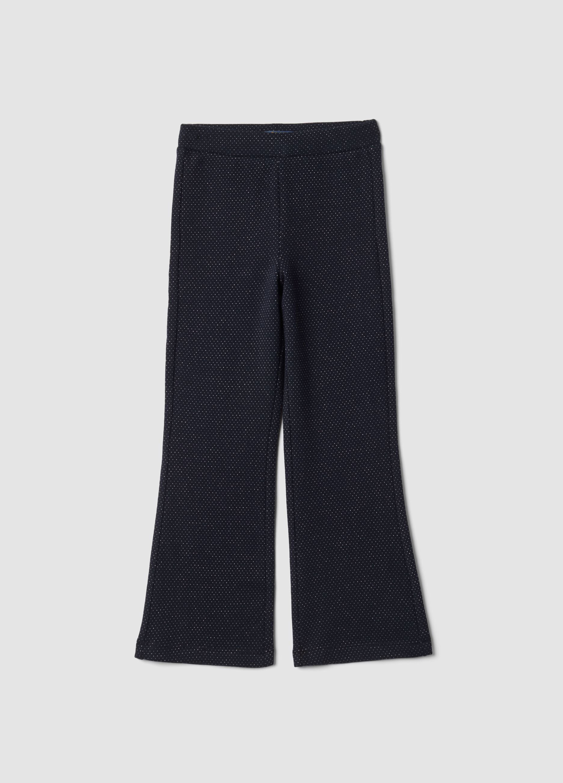 Blue flared stretch cotton leggings
