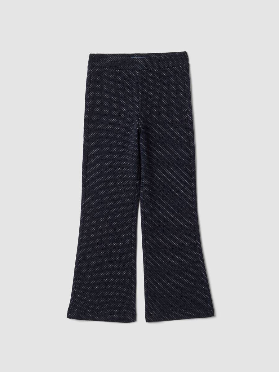 Blue flared stretch cotton leggings_0