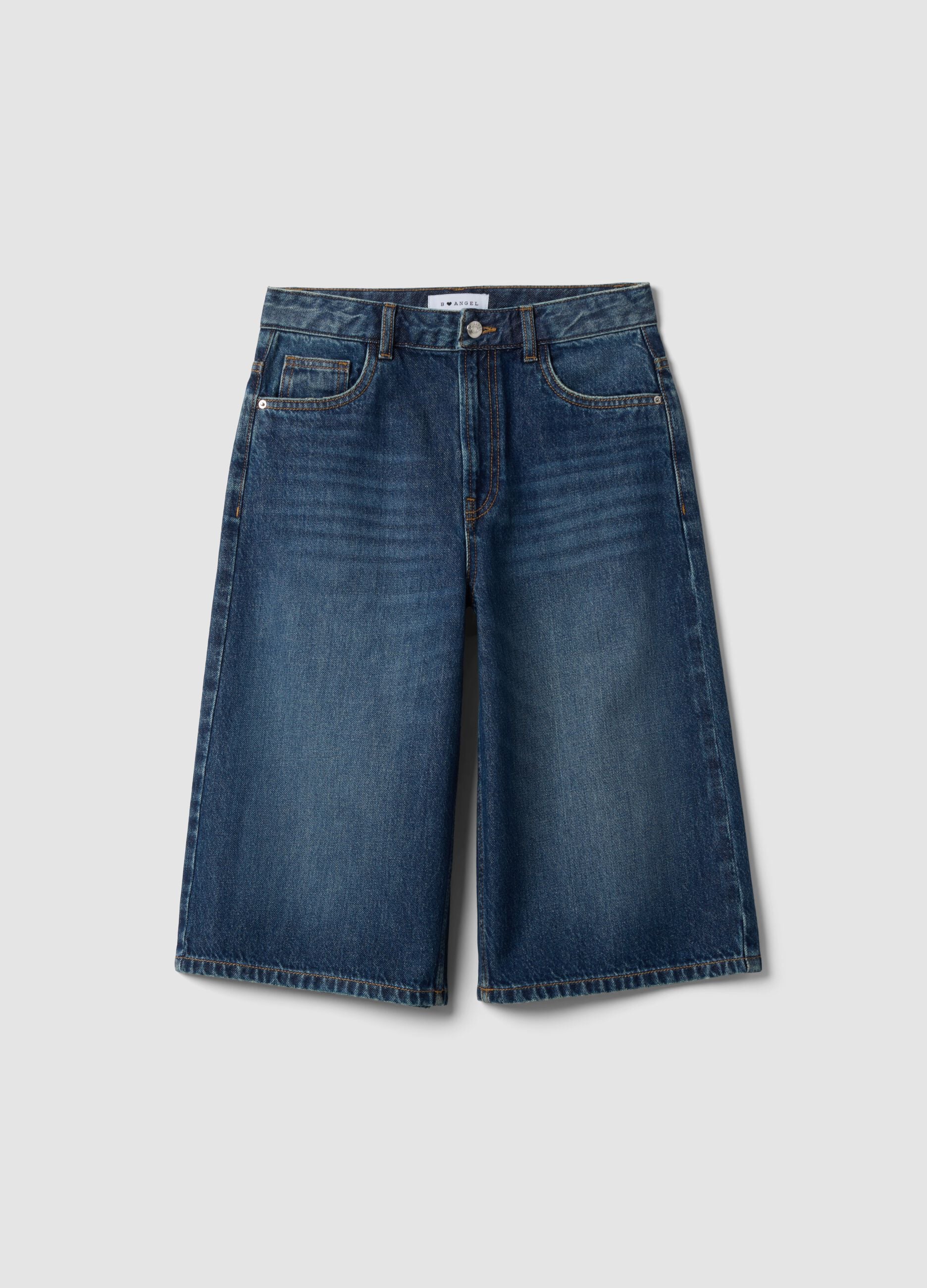 Blue pure cotton baggy denim shorts