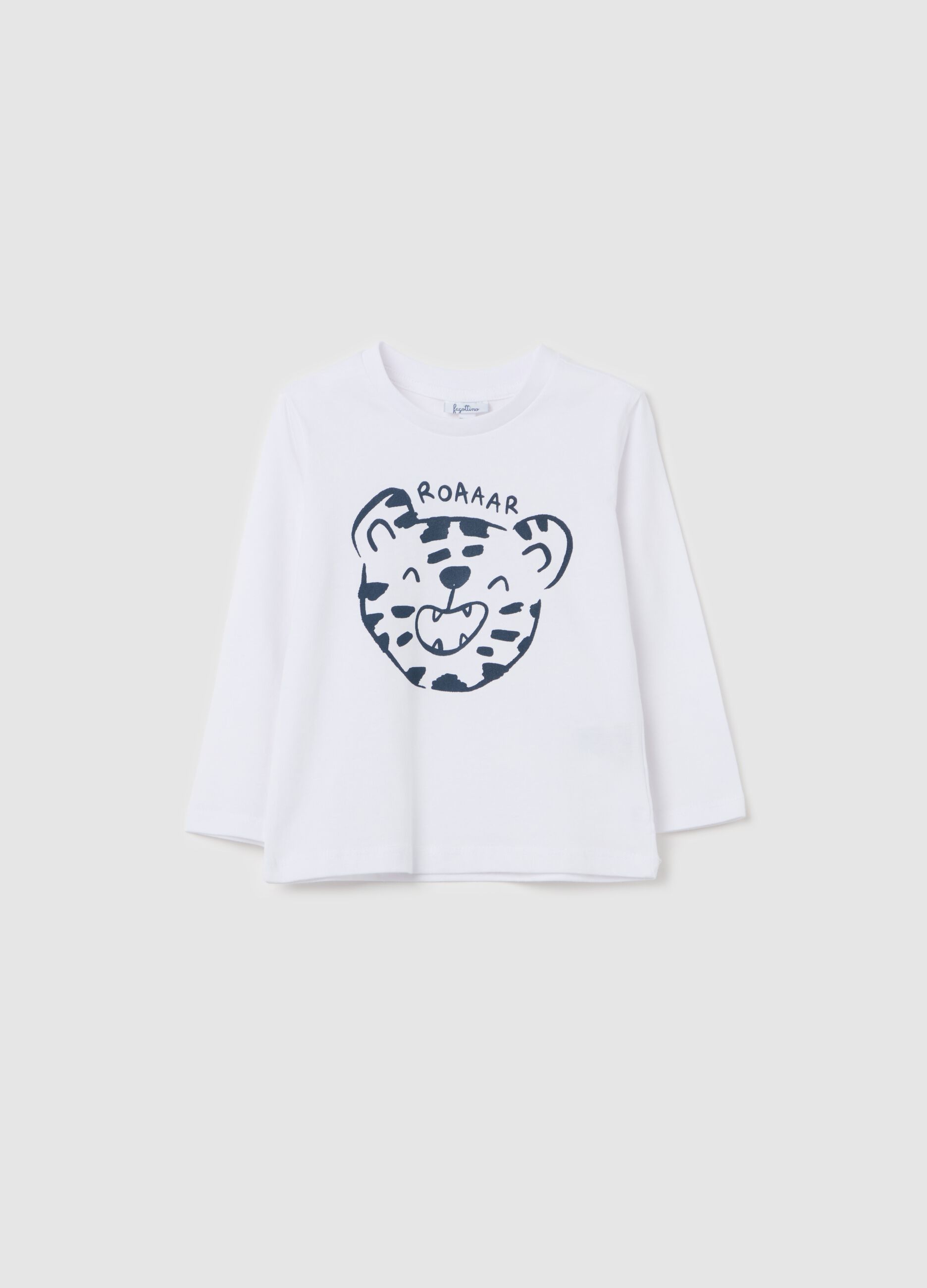 Long-sleeved T-shirt with tiger print