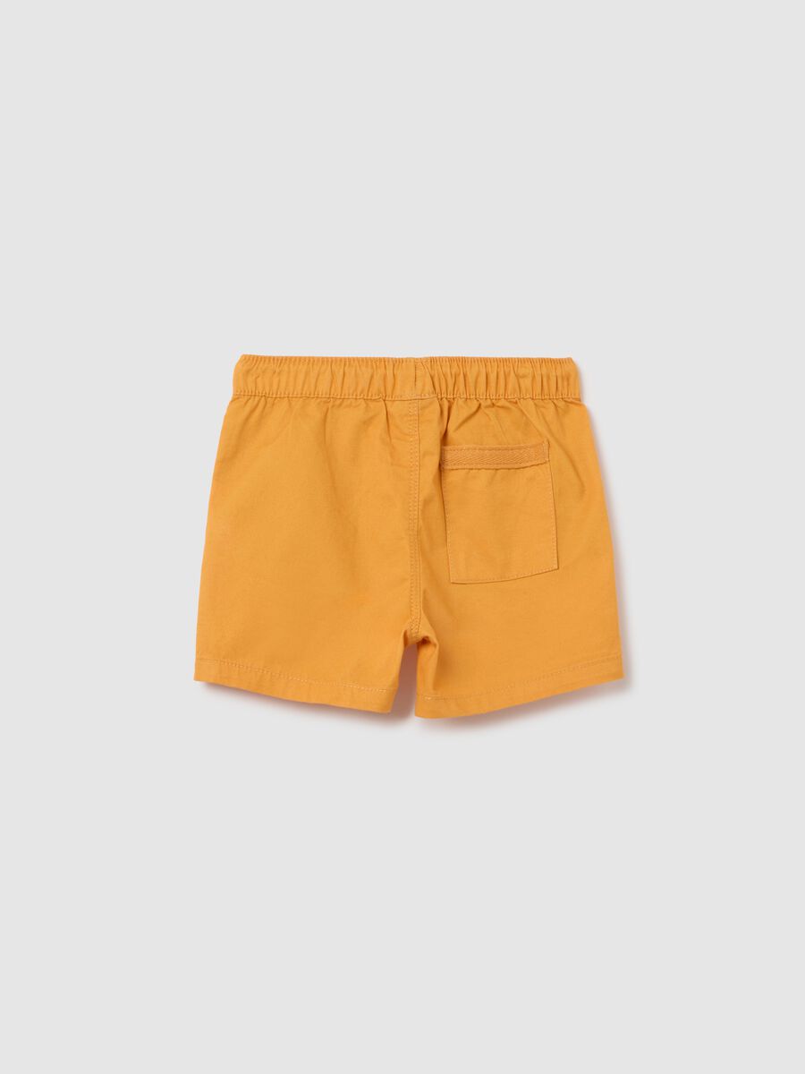 Yellow pure cotton regular fit shorts for children with elastic waistband_1