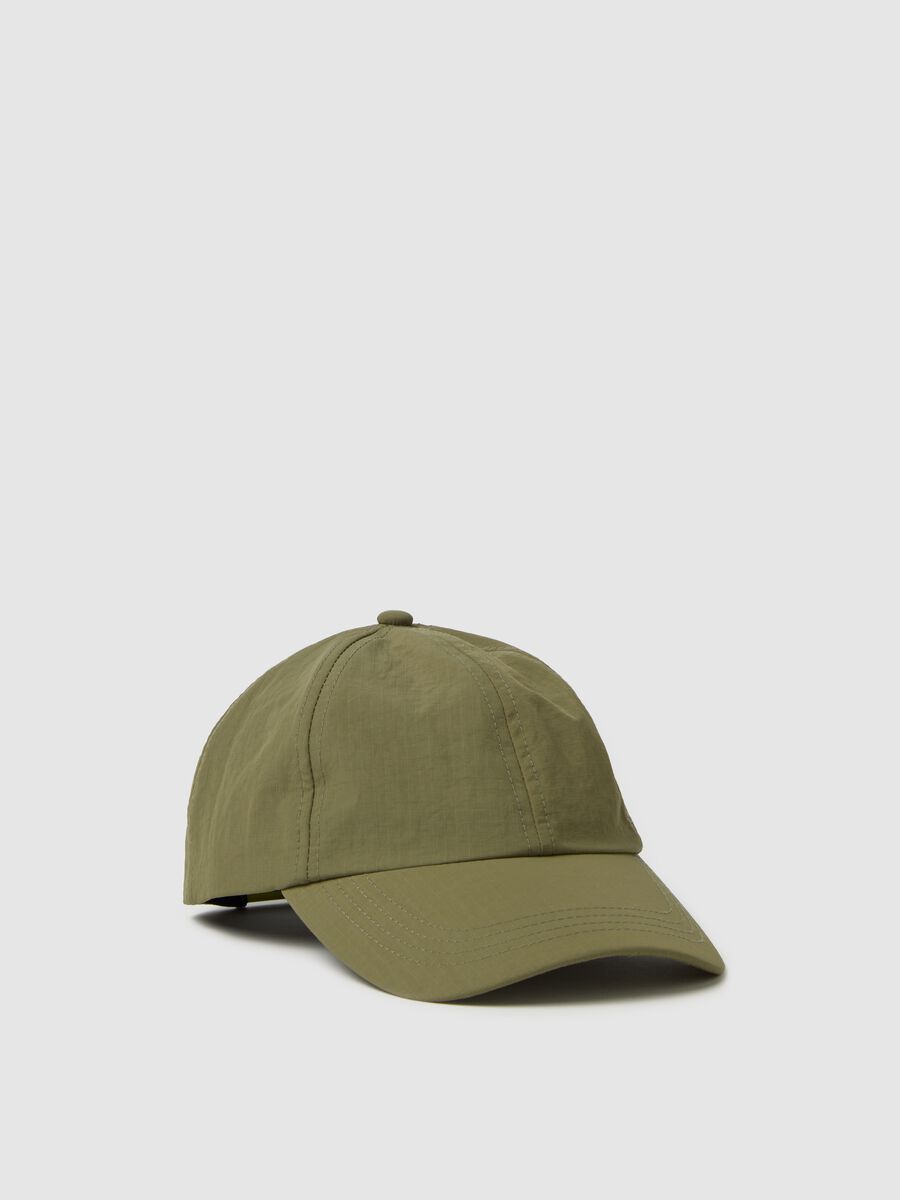 Essential green baseball cap with ripstop weave_0