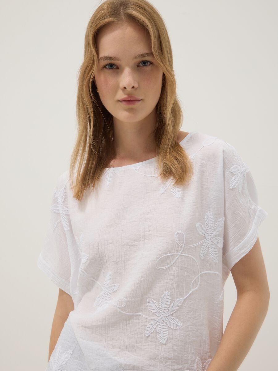 White viscose-blend blouse_0