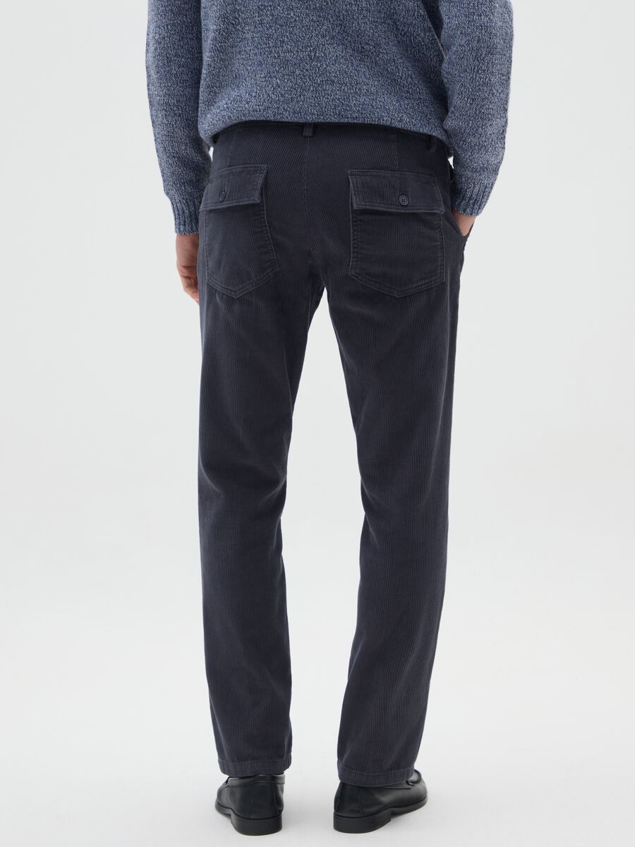 Blue chino trousers in pure cotton regular fit with pinstripes_2
