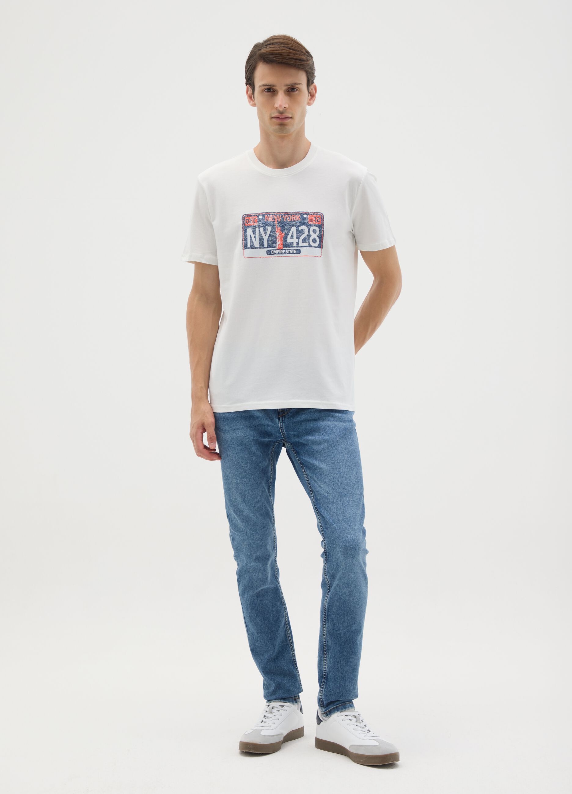 White Pure Cotton Regular Fit T-shirt