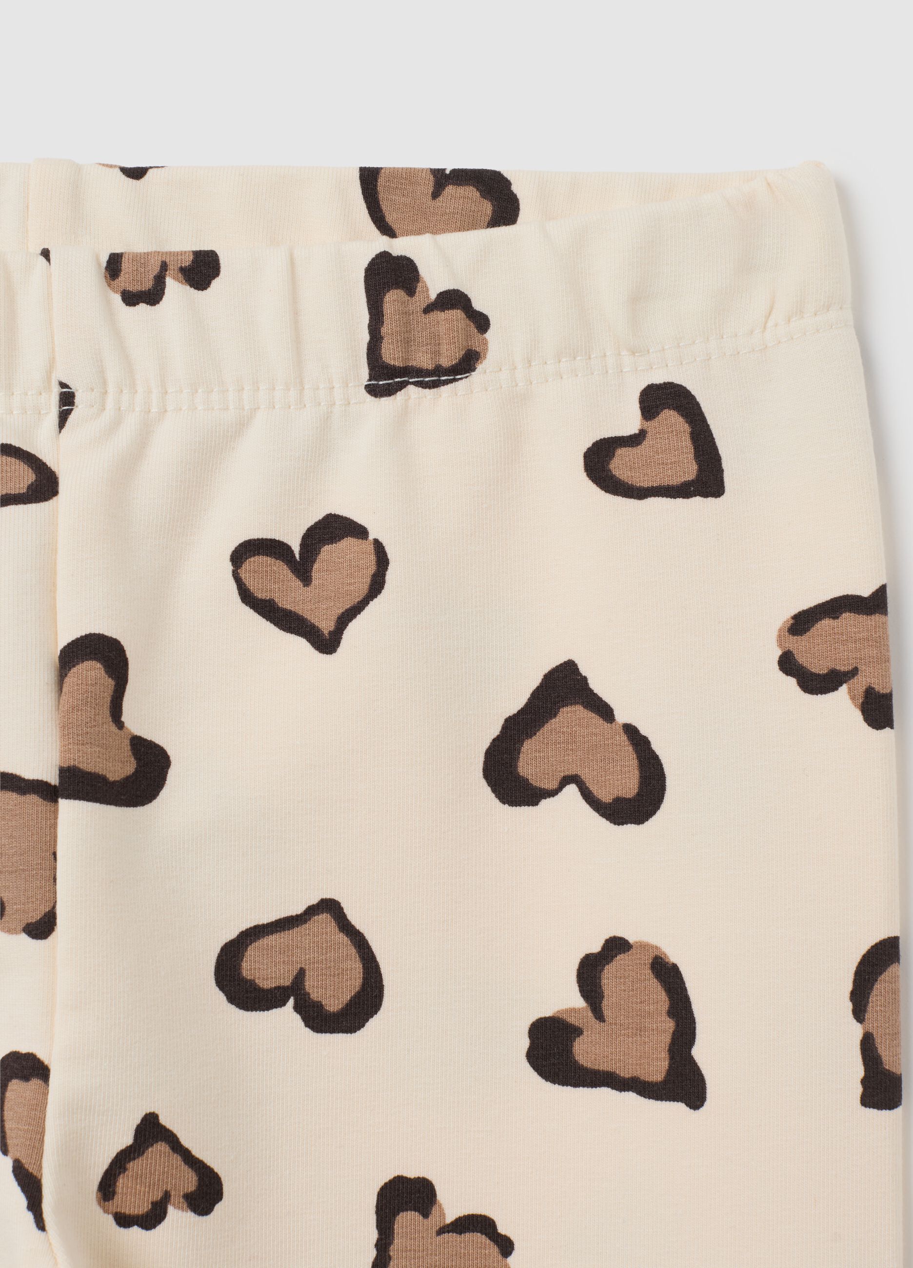 Set felpa e leggings da bambina in cotone beige regular fit