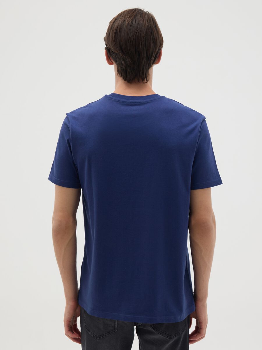 Regular fit blue pure cotton T-shirt_3