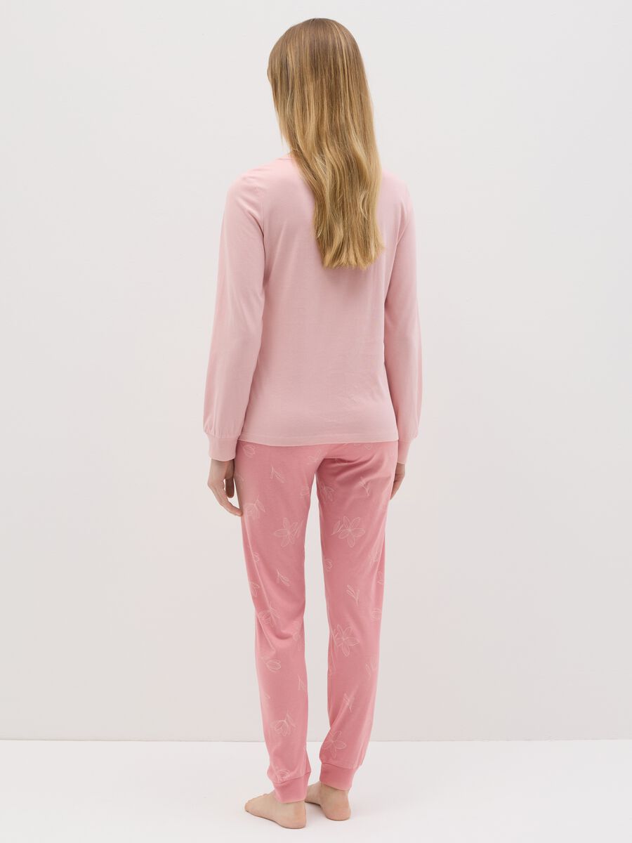 Pink cotton pyjamas with floral print_2