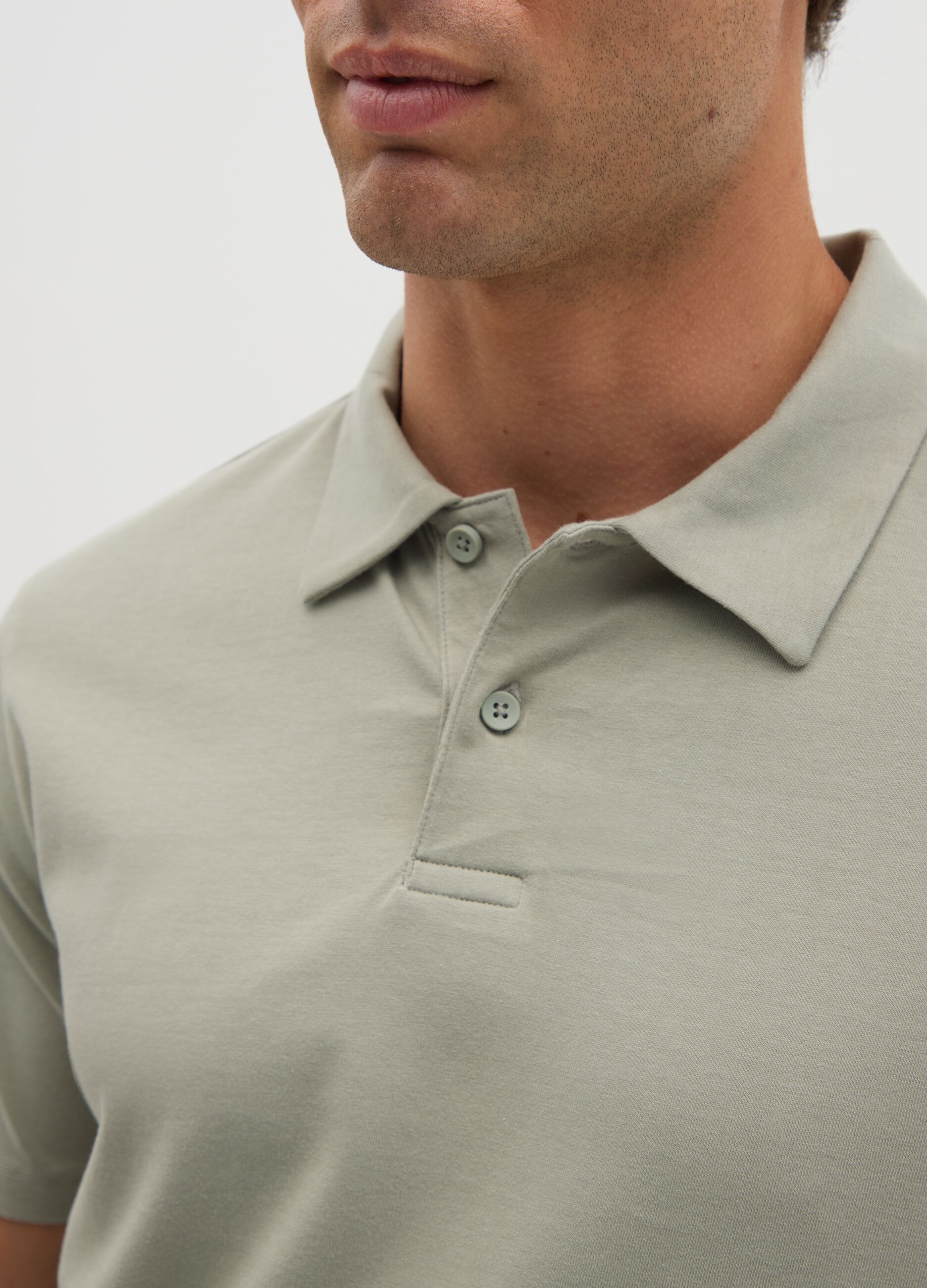 Men's pure cotton green polo shirt, regular fit