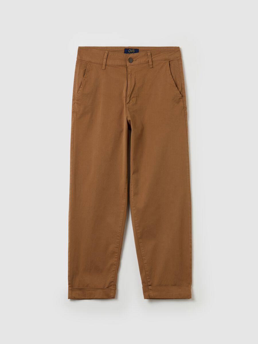 Chino pants with turned-up hems_4