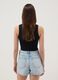Black cropped stretch cotton tank top_3