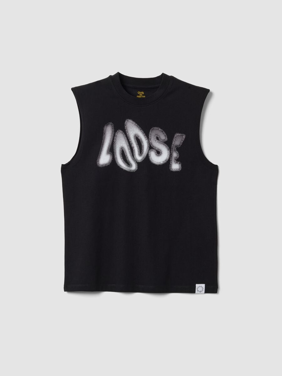 Black pure cotton boys&rsquo; oversized tank top_3