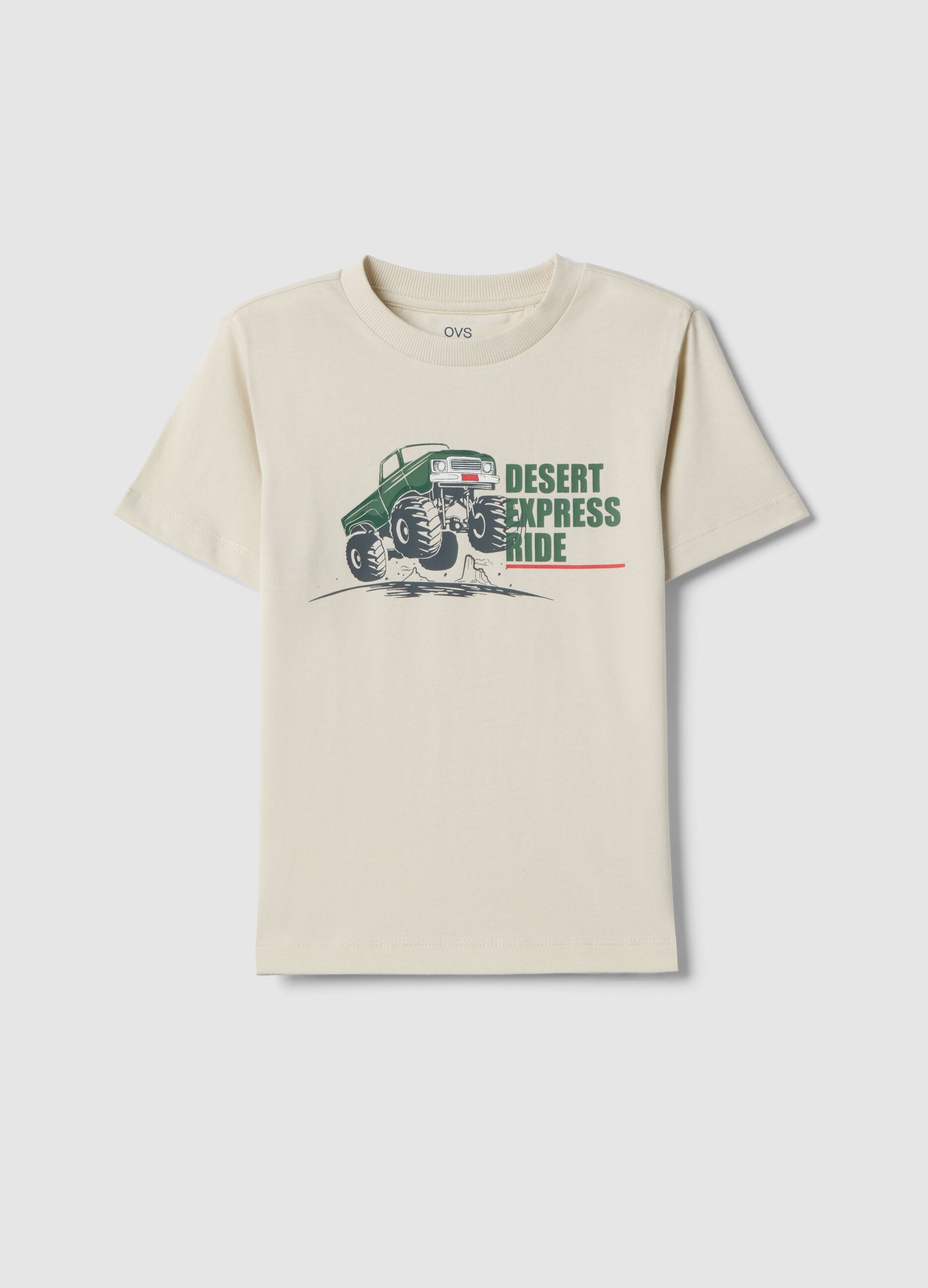 T-shirt in puro cotone beige regular fit per bambino con stampa