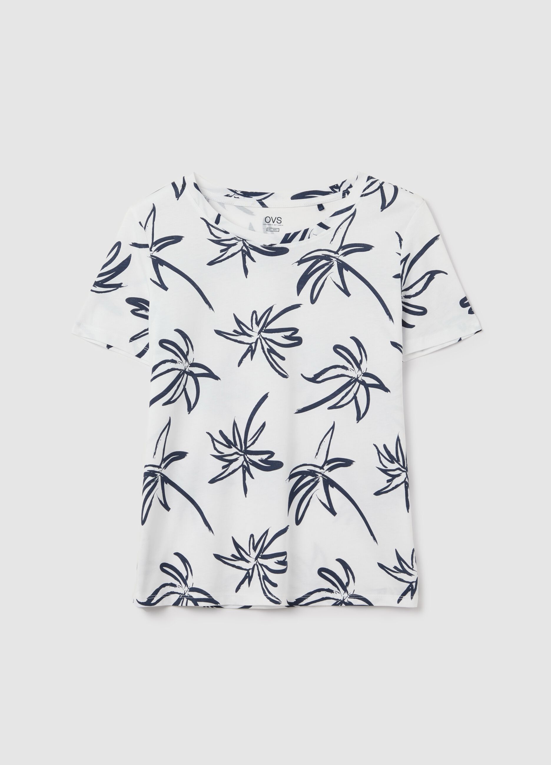 White T-shirt with floral print