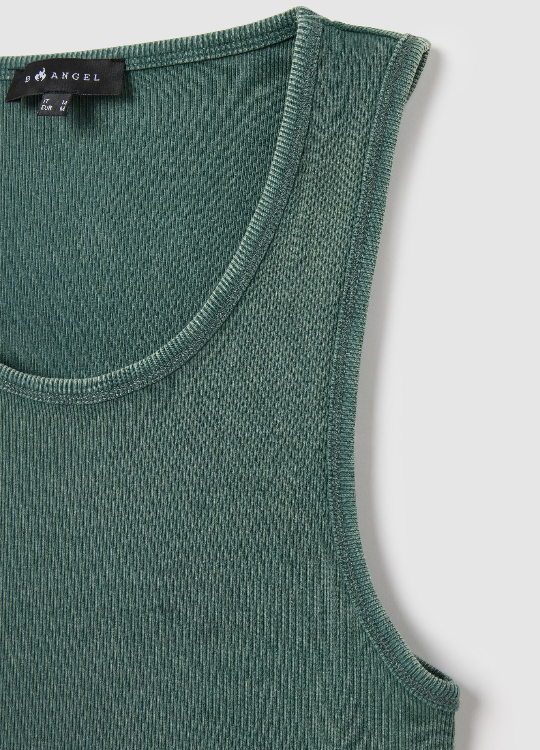 Canotta da uomo in cotone elasticizzato verde fitted