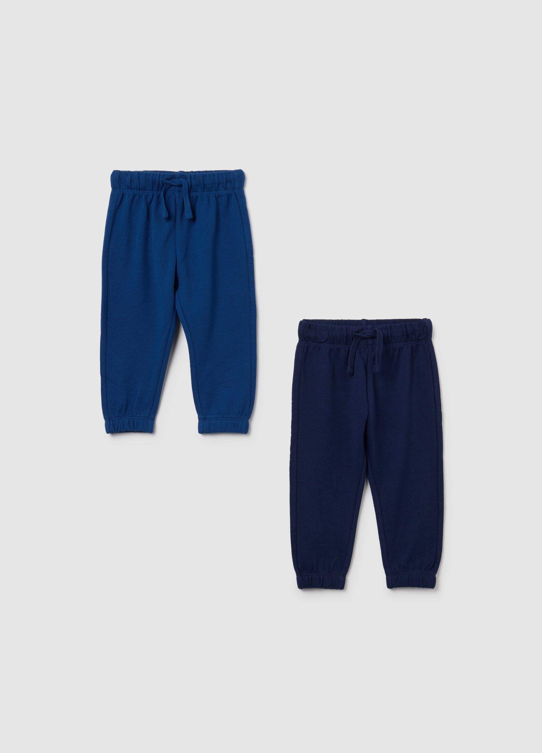 Pack of two blue regular fit pure cotton children's trousers