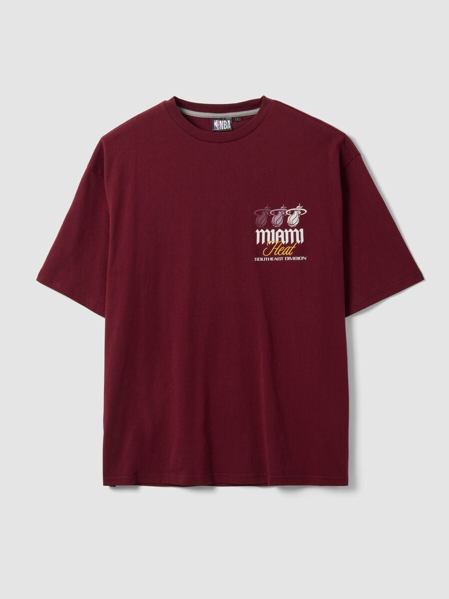 Red 100% cotton Miami Heat print T-shirt_0
