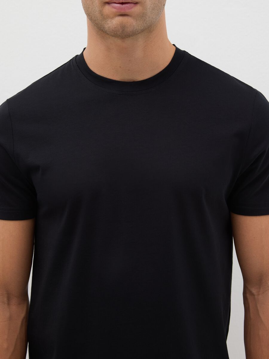 Black pure cotton regular fit T-shirt_1