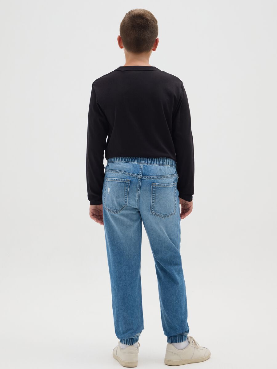 Jog denim da ragazzo in puro cotone blu regular fit_2
