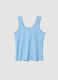 Light blue pure cotton vest with serafino collar and regular fit_0