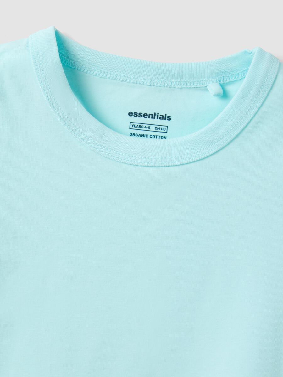 T-shirt in cotone elasticizzato azzurra da bambina regular fit_3