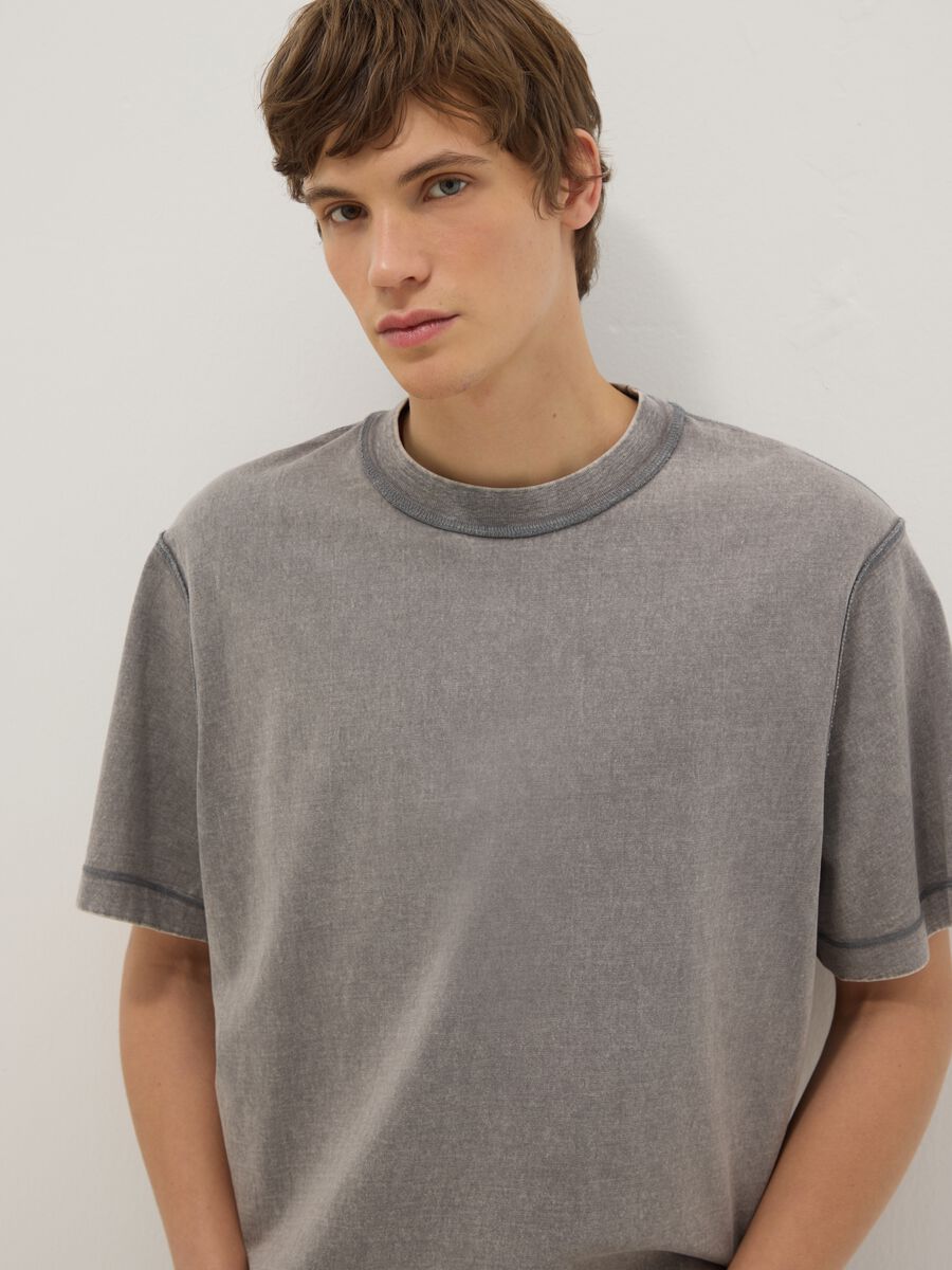 T-shirt in puro cotone grigio boxy fit_0