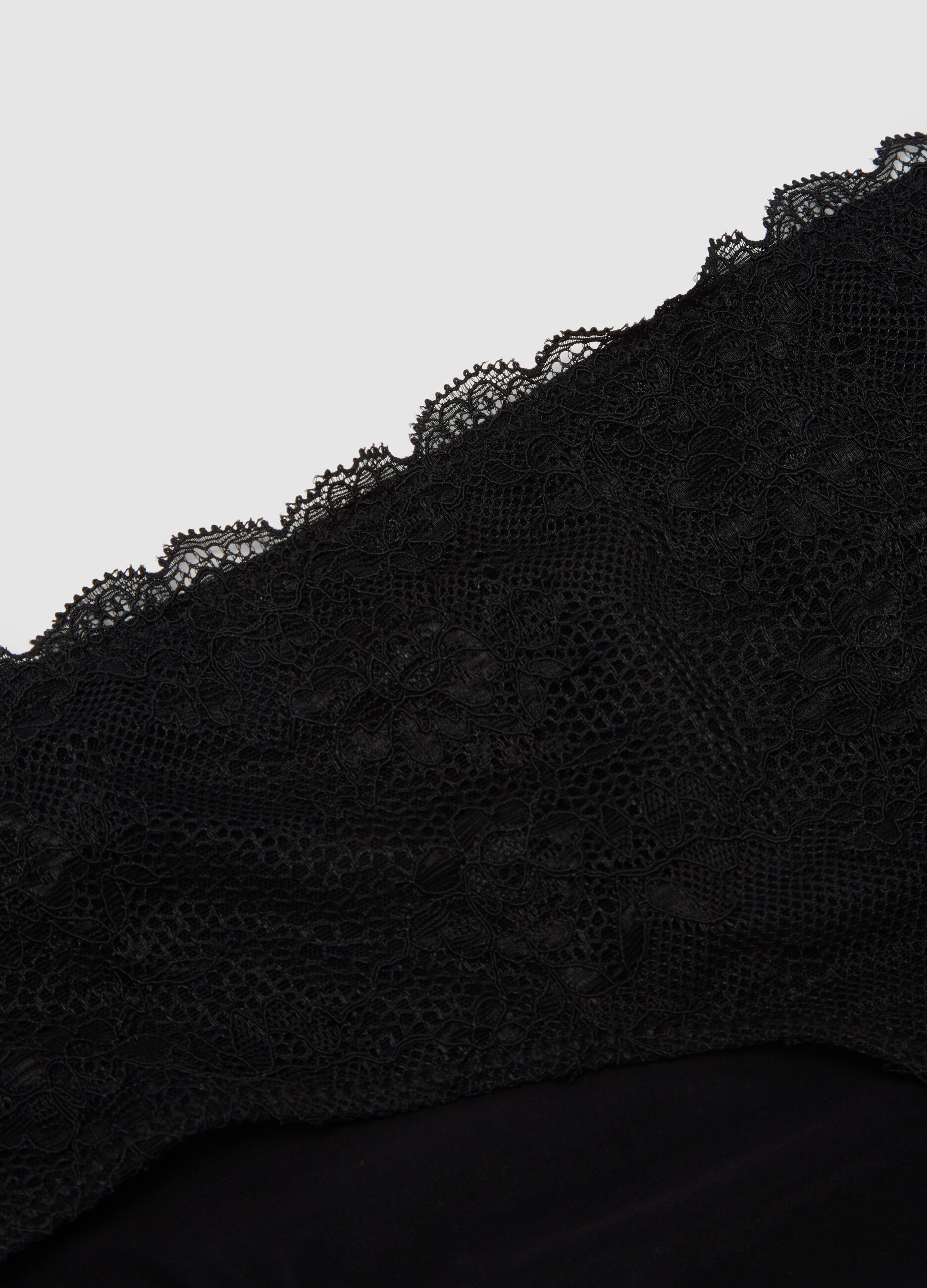 Black briefs in pure cotton and lace