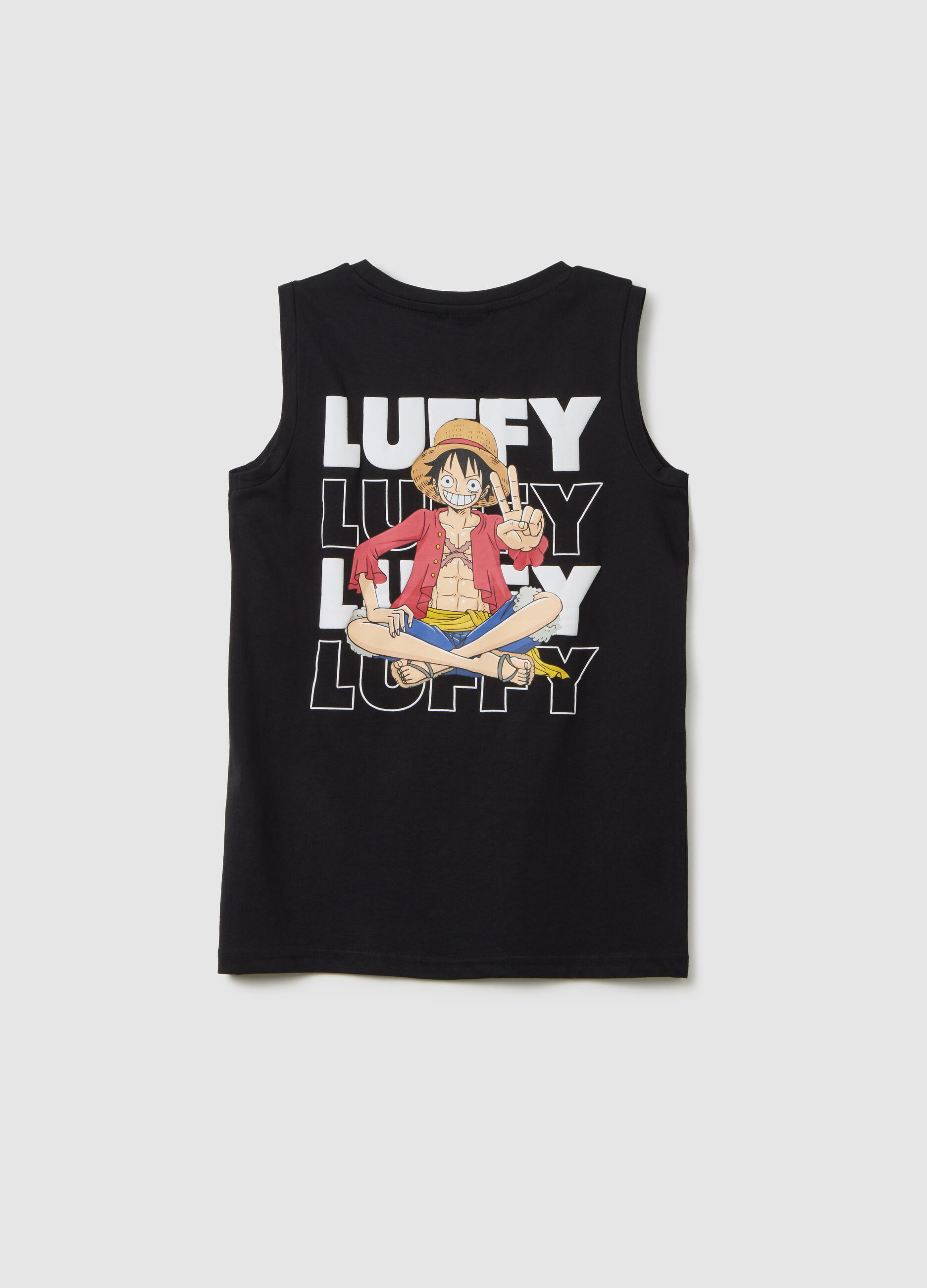 Boys' Sleeveless Black Pure Cotton Regular Fit Top with Print