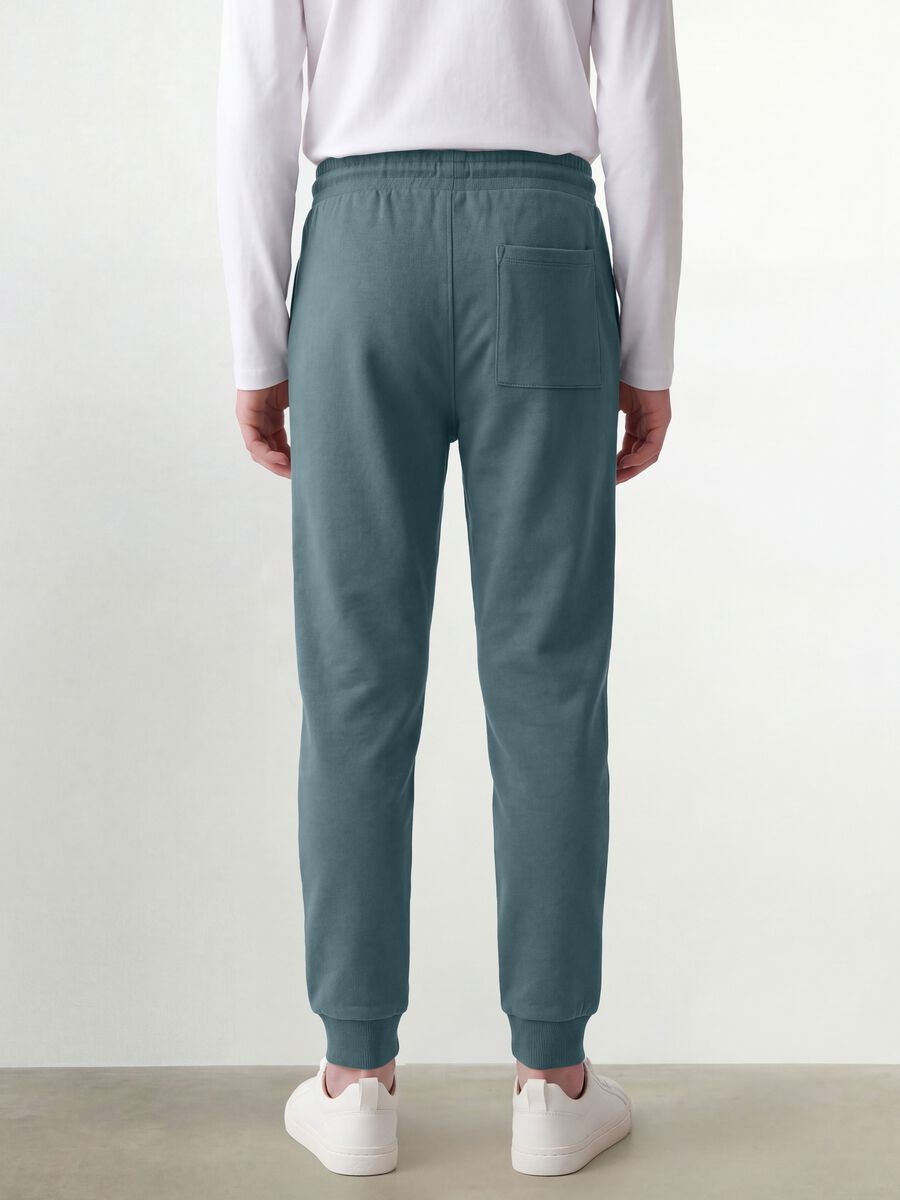 Pantaloni jogger blu in cotone organico_2