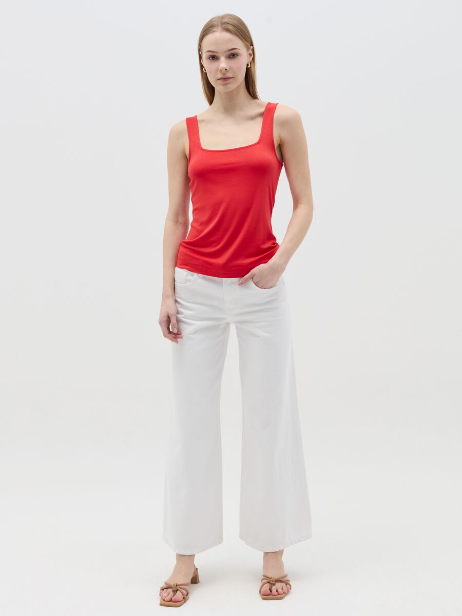 Basic red tank top in stretch viscose_1