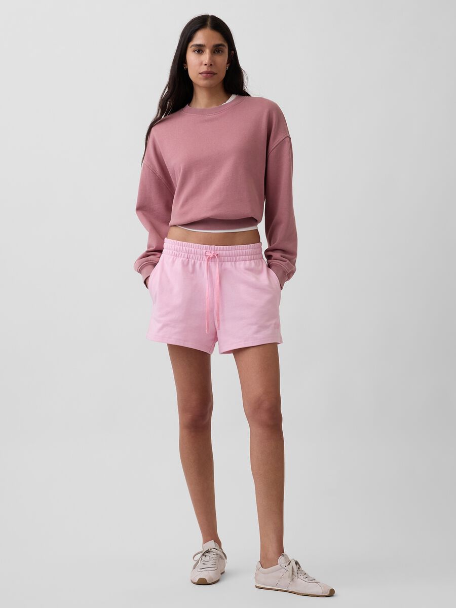 Cotton-blend shorts with elasticated waist_0